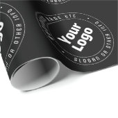 Papier Cadeau Votre logo et modèle de texte modifiable | Noir et (Coin rond)