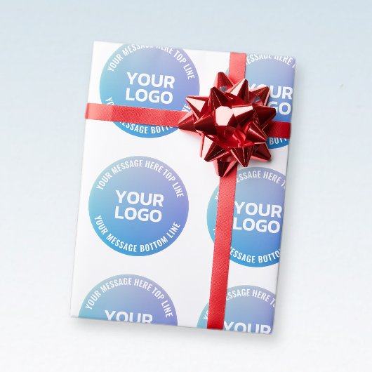 Papier Cadeau Votre logo | Ombre de bleu à violet et texte circu