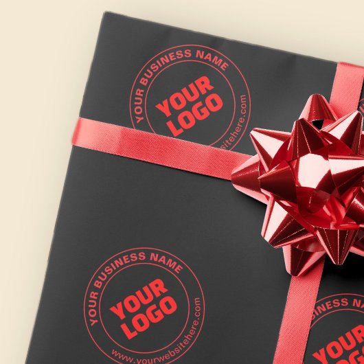 Papier Cadeau Votre logo ou image & texte modifiable, rouge ou f
