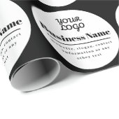 Papier Cadeau Votre logo rétro-moderne blanc et noir (Coin rond)