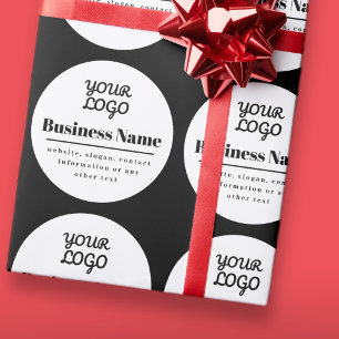 Papier Cadeau Votre logo rétro-moderne blanc et noir