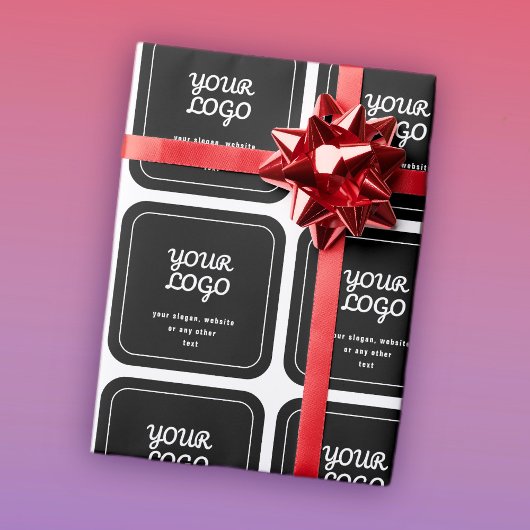 Papier Cadeau Votre logo & slogan ou autre texte | Noir & Blanc