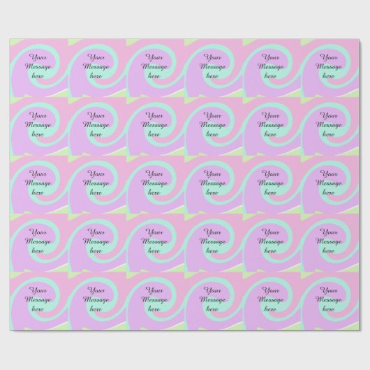 Papier Cadeau Votre message ici ajouter texte nom monogramme ros (Plat)