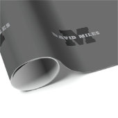 Papier Cadeau Votre nom ou nom d'entreprise | Gris Masculin Mode (Coin rond)