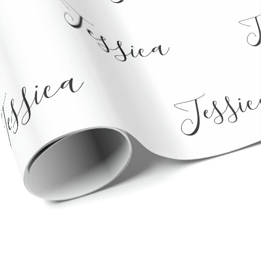 Papier Cadeau Votre nom | Script élégant (Coin rond)