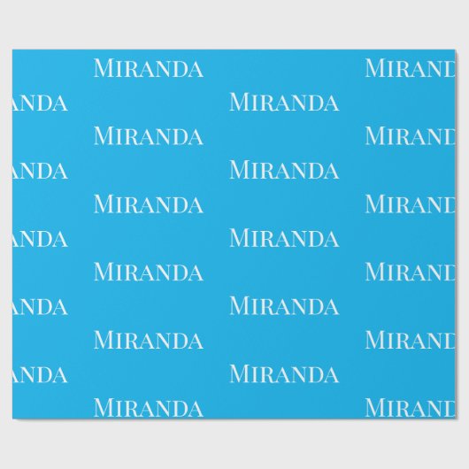 Papier Cadeau Votre nom Script Joli Ocean Blue (Plat)