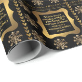 Papier Cadeau Votre sentiment Black Gold Chic Flocon de Noël de (Coin rond)