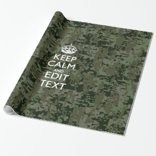 Papier Cadeau Votre texte Camouflage numérique Vert olive Conser
