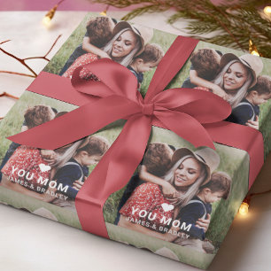 Papier Cadeau Vous aimez Maman Photo de cœur pour la fête des Mè