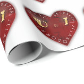 Papier Cadeau Vous et moi - jeu d'alphabet sur un coeur rouge (Coin rond)