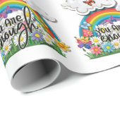 Papier Cadeau Vous Êtes Assez Fleurs Arc-En-Ciel Papillons (Coin rond)