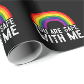 Papier Cadeau Vous Êtes En Sécurité Avec Moi Le Mois De La Fiert (Coin rond)