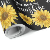 Papier Cadeau Vous êtes mon soleil Tournesol noir jaune brillant (Coin rond)