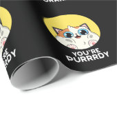 Papier Cadeau Vous êtes Purrdy Funny Chat Pun Dark BG (Coin rond)
