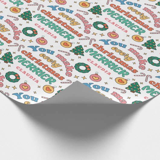 Papier Cadeau Vous Faîtes Chaque Joyeux Noël | Cute Rétro (Coin)