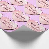 Papier Cadeau "Vous m'épouserez" des coeurs (Coin)