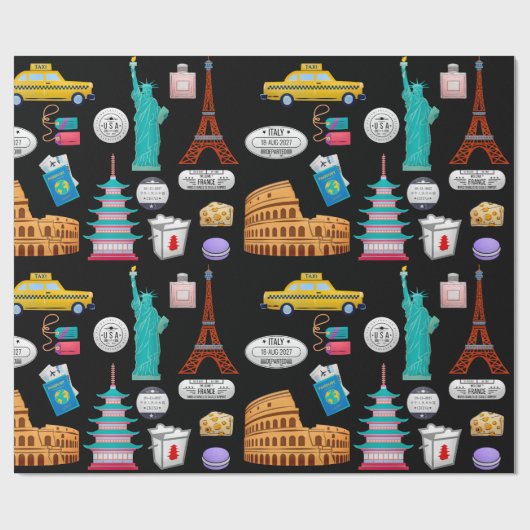 Papier Cadeau Voyage dans le monde (Plat)