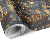 Papier Cadeau Voyage de fête de Noël du chat du Bengale (Coin rond)