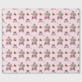 Papier Cadeau Voyage de Noël Chic Red Retro Aquarelle (Plat)