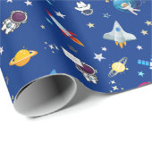Papier Cadeau Voyage spatial (Coin rond)