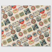 Papier Cadeau Voyage, Stickers Hôtel, Style bagage, (Plat)