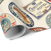 Papier Cadeau Voyage, Stickers Hôtel, Style bagage, (Coin rond)