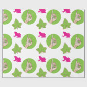 Papier Cadeau Vrai papier d'emballage assez rose et vert (Plat)