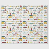 Papier Cadeau Vroom ! Circulation Motif Voitures Camions Bus Vél (Plat)