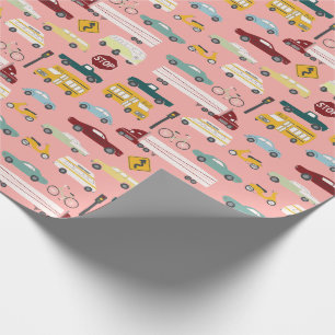 Papier Cadeau Vroom ! Circulation Motif Voitures Camions Bus Vél