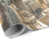 PAPIER CADEAU VUE AÉRIENNE DES BÂTIMENTS DE LA VILLE (Coin rond)