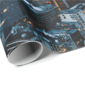 PAPIER CADEAU VUE AÉRIENNE DES BÂTIMENTS DE LA VILLE PENDANT LA  (Coin rond)