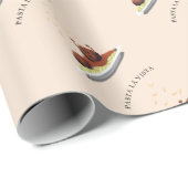 Papier Cadeau Vue de La de pâtes de boulette de viande heureuse (Coin rond)