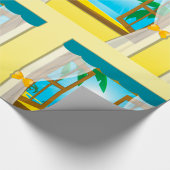 Papier Cadeau Vue de la plage ensoleillée à travers une fenêtre