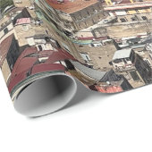 Papier Cadeau Vue de Naples, Italie (Coin rond)