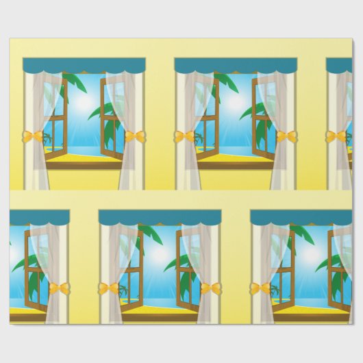 Papier Cadeau Vue sur la plage d'été (Plat)