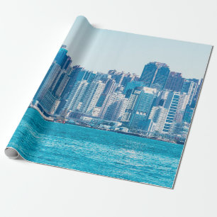 Papier Cadeau Vue sur le port de Hong Kong de jour. asie, asie,