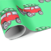 Papier Cadeau VUS hors route avec arbre de Noël (Coin rond)