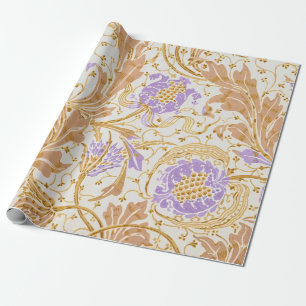 Papier Cadeau Walter Crane Arts and Crafts Art floral pourpre