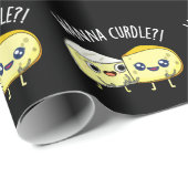 Papier Cadeau Wanna Curdle Funny Cheese Puns Dark BG (Coin rond)