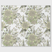 Papier Cadeau Waratah & Gumnut Eucalyptus - Vert Et Blanc (Plat)