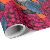 Papier Cadeau Waratah rouge et brunes (Coin rond)