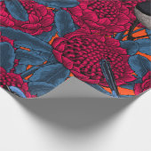 Papier Cadeau Waratah rouge et brunes (Coin)