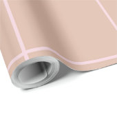 Papier Cadeau Warm Beige Grid Pattern Minimal Soft Check Design (Coin rond)