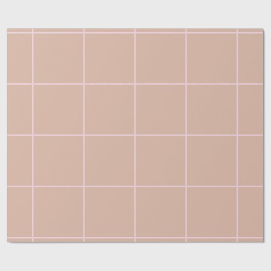Papier Cadeau Warm Beige Grid Pattern Minimal Soft Check Design (Plat)