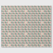 Papier Cadeau Warm & Cozy Retro Christmas Tree Pattern Wrapping  (Plat)