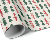 Papier Cadeau Warm & Cozy Retro Christmas Tree Pattern Wrapping  (Coin rond)