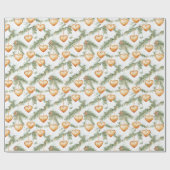 Papier Cadeau Warm Creamy Caramel Hearts Christmas Tree Branches (Plat)