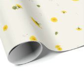 Papier Cadeau Warm Ivory Japanese Dandelion Floral Pattern (Coin rond)