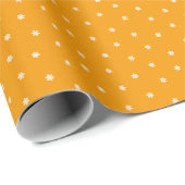 Papier Cadeau Warm Orange Ditsy Flower Polka Dots Pattern (Coin rond)