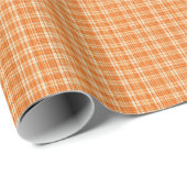 Papier Cadeau Warm Orange Linen Plaid Pattern (Coin rond)